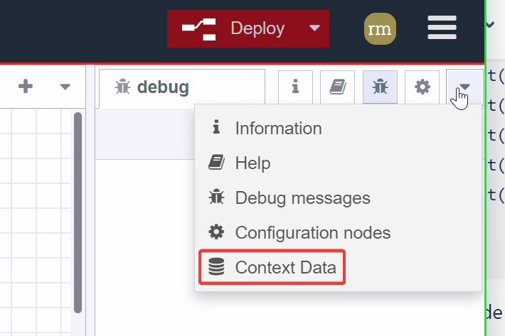 "Screenshot showing the Context Data option"