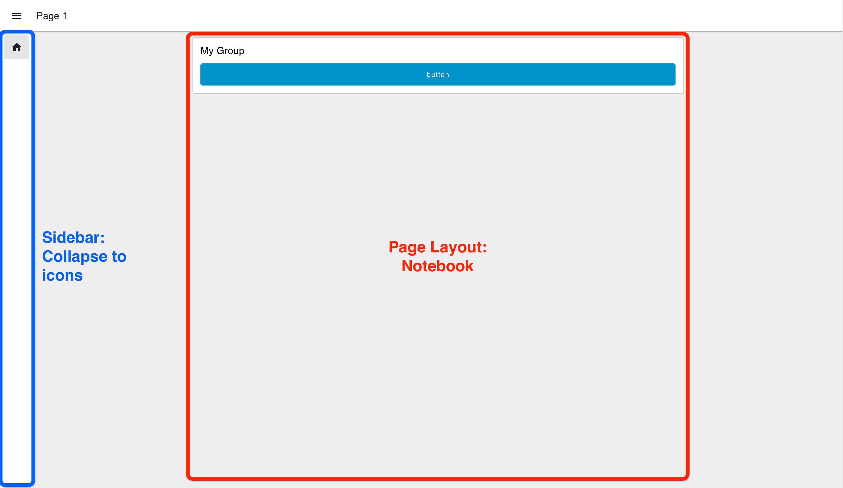 Example of the "Notebook" layout and "Collapse to icons" sidebar