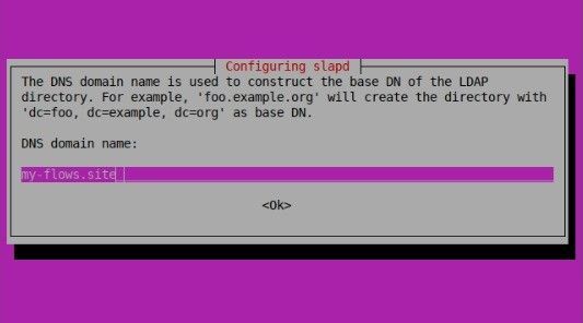 Screenshot of prompt asking to enter your domain to construct the base DN Screenshot of prompt asking to enter your domain to construct the base DN"